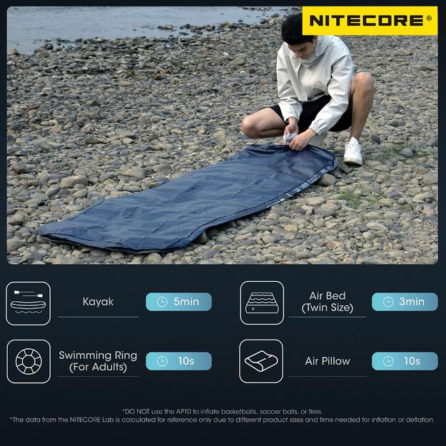 Nitecore AP10 kompakts uzlādējams elektriskais gaisa sūknis ar gaismu