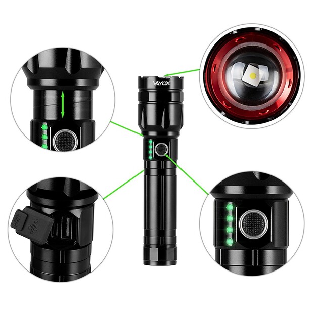 Vayox Pro sērijas taktiskais lukturis 30W 1060lm VA0108