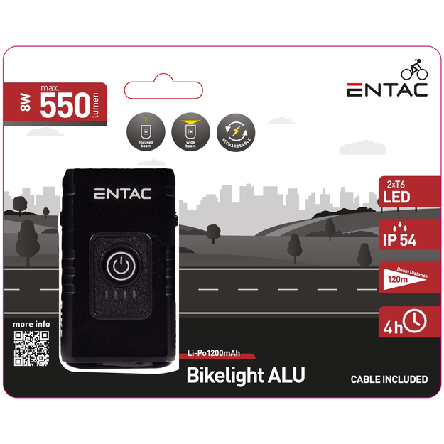 Entac 8W velosipēda lukturis 550lm
