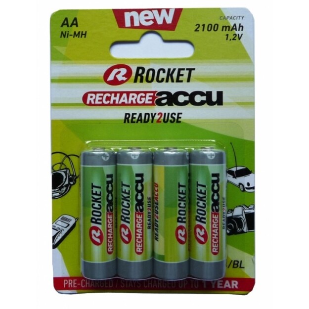 AA baterija Rocket RTU 2100mAh, 4 gab.
