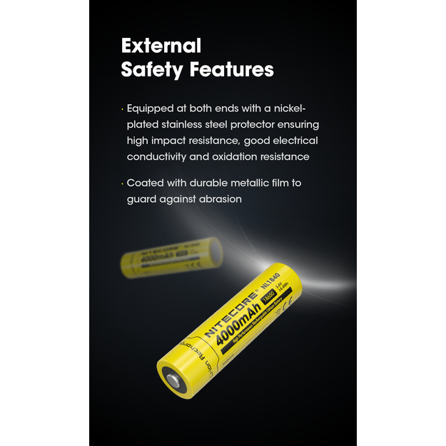 Nitecore Li-Ion akumulators 18650, 4000 mAh 3,6 V - NL1840