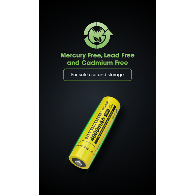 Nitecore Li-Ion akumulators 18650, 4000 mAh 3,6 V - NL1840