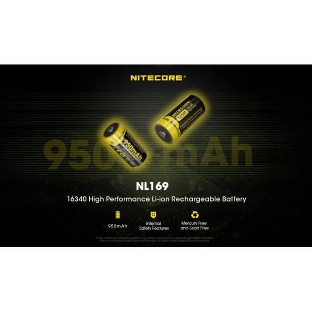 Nitecore Li-Ion akumulators 16340, 950mAh - NL169