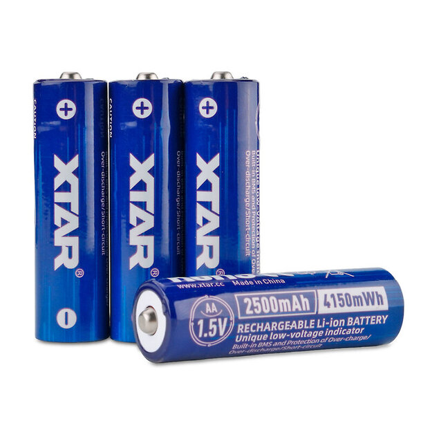 Lādētājs Xtar L4 AA / AAA Li-ion 1,5 V / NiMH + Xtar R6 / AA 1,5 V Li-ion 2500 mAh akumulators - 4 gab.