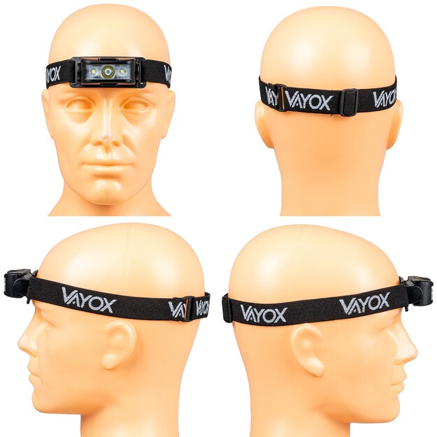 Vayox uzlādējams galvas lukturītis 100lm LED + 2xLED VA0174