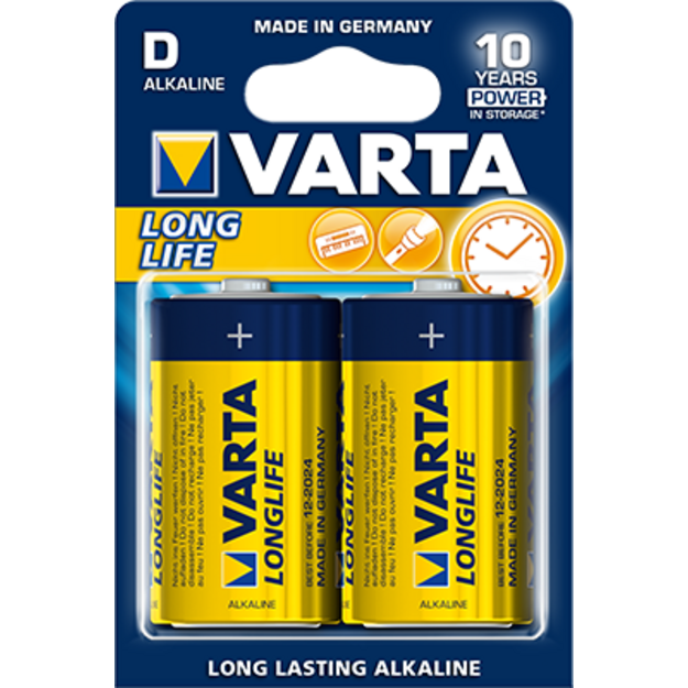 D baterija Varta Longlife , 2 vnt.
