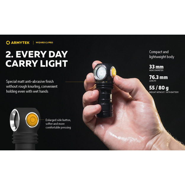 Armytek Wizard C1 PRO Magnet USB Flashlight Cool White F09001C