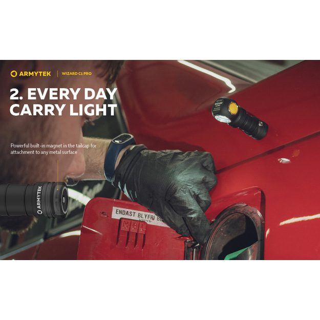 Armytek Wizard C1 PRO Magnet USB Flashlight Cool White F09001C