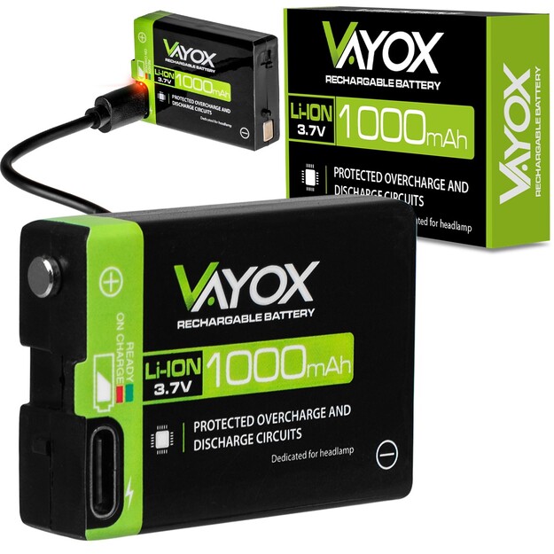 Vayox akumulators lukturī&scaron;iem Li-ion 3.7V 1000mAh VA0303
