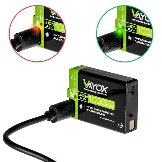 Vayox akumulators lukturī&scaron;iem Li-ion 3.7V 1000mAh VA0303