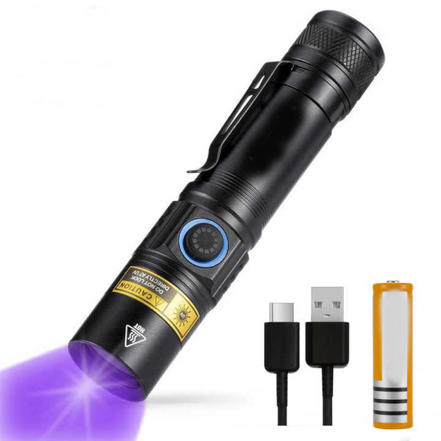 Infinio SLIM UV-38 LED 5W UV lukturītis 18650 Li-Ion akumulators 2Ah