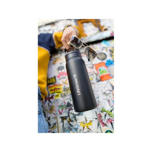 Стальная дорожная бутылка для воды Lifestraw Go 2.0 с фильтром, 1 l, черная LGV41SBKWW