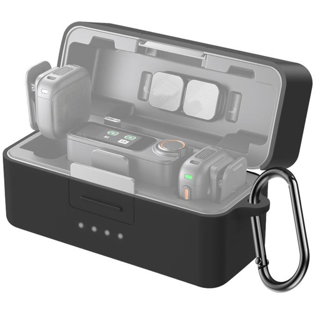 PULUZ Silicone Charging Case Protective Cover for DJI Mic 3 (Black)