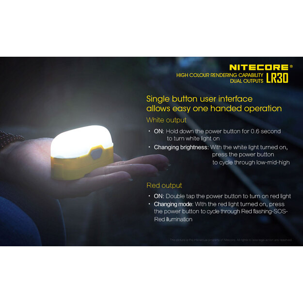 Nitecore LR30 LED lempa, mėlyna