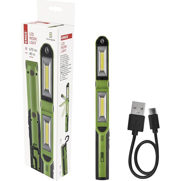 Emos uzlādējams lukturītis, 670lm COB LED 2200mAh P4535