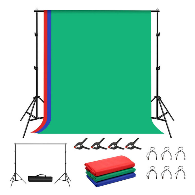 Photo studio background support Puluz 2x2m + Backdrops 3 pcs PKT5204