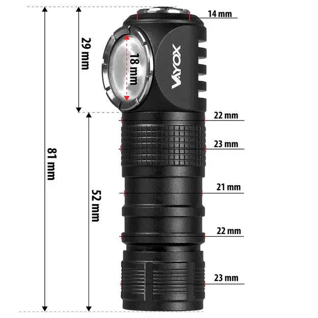 VAYOX 500lm Explorer Pro uzlādējamais lukturis VA0362