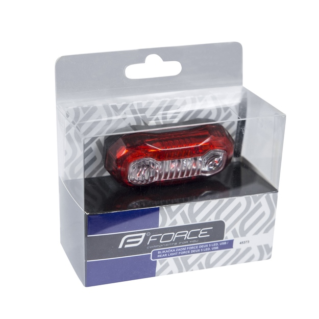 Rear light FORCE Deux 5 LED, USB