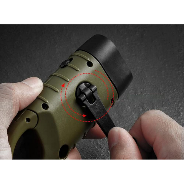 LED lukturis ar dinamo un saules bateriju Green