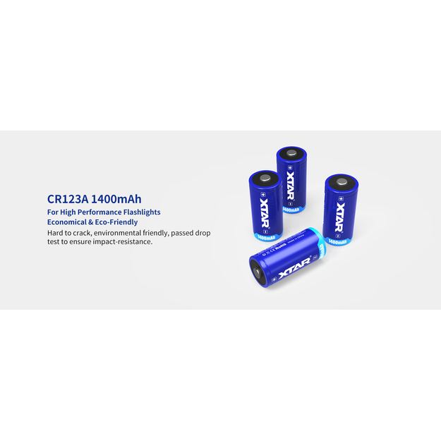 XTAR CR123A baterija, 1400mAh