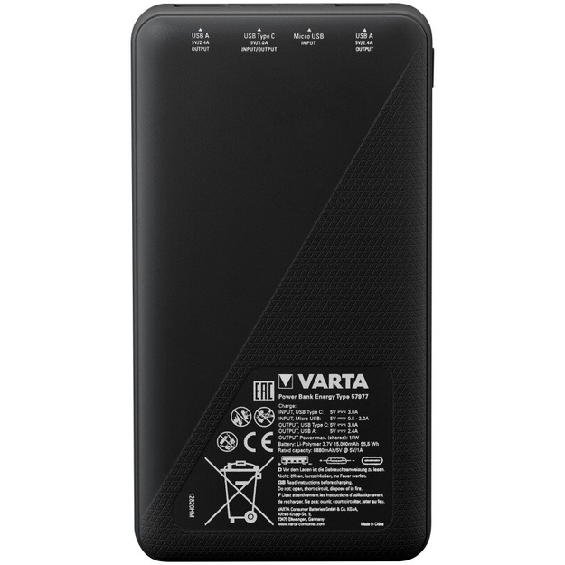 Rezerves baro&scaron;anas avots VARTA ENERGY 15000mAh Powerbank