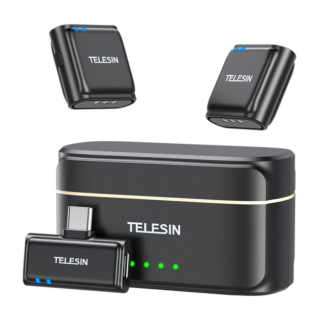 TELESIN wireless tie microphone + powerbank for phones (USB-C)