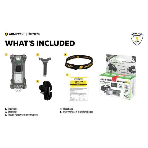 Armytek Zippy WR flashlight kit, grey F09101G