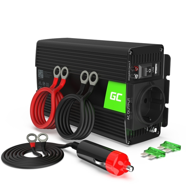 Green Cell 24V uz 230V sprieguma pārveidotājs (inverters), 300W/600W, modificēts sinuss