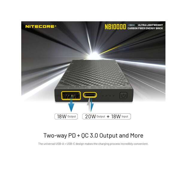 Nitecore ārējais akumulators (Power Bank) NB10000 GEN2, 10000 mAh