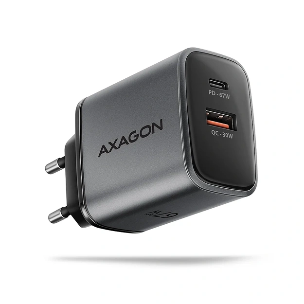 Axagon PD3.0 un QC4+ 2x izejas sienas lādētājs 67W ACU-PQ67