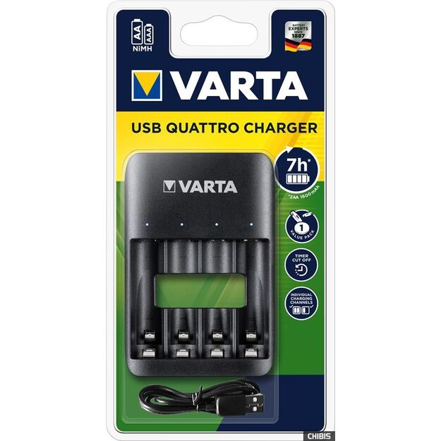 Varta USB Quatro 57652 akumulatoru lādētājs