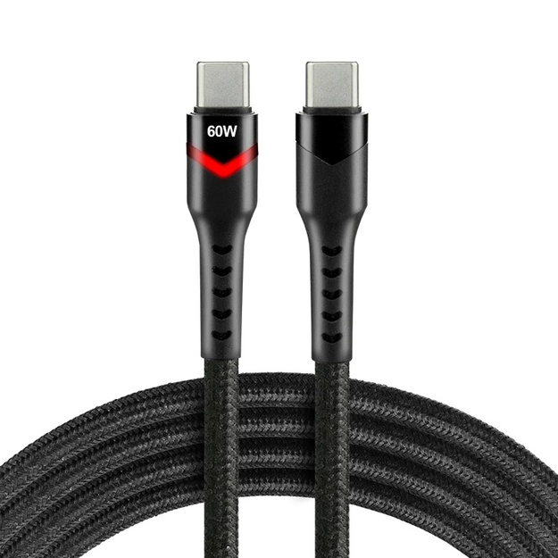 USB-C PD RGB LED kabelis 200 cm  everActive CBB-2PDR Power Delivery 2.0  ar 3A/20V 60W ātrās uzlādes atbalstu