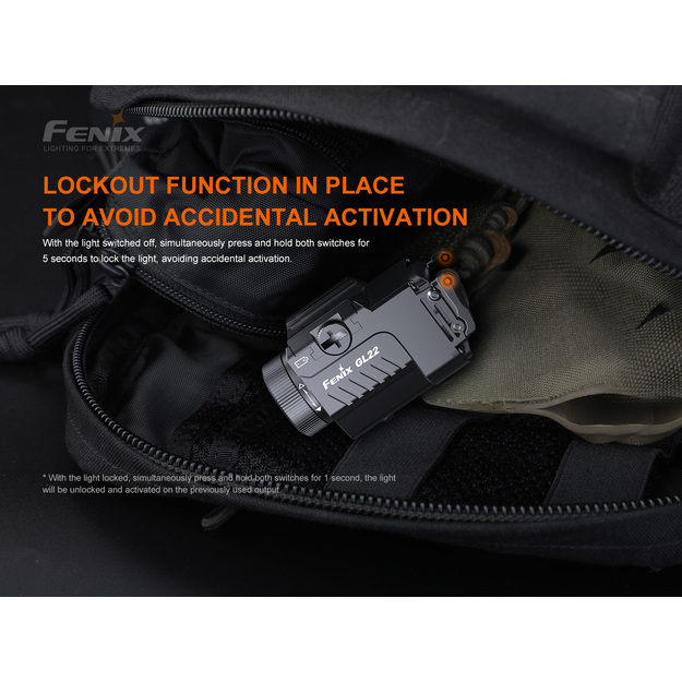 Fenix&nbsp;GL22 750 lm taktiskais lukturītis ar sarkanu lāzeru