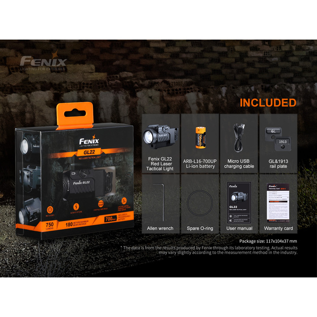 Fenix&nbsp;GL22 750 lm taktiskais lukturītis ar sarkanu lāzeru