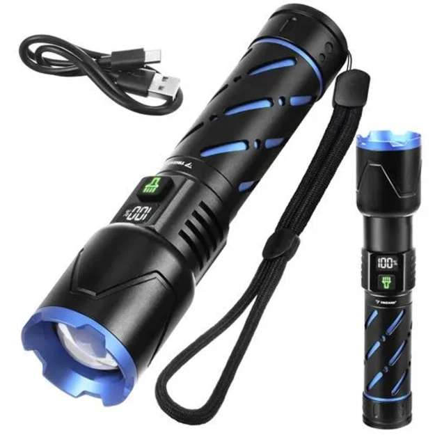 Taktiskais LED lukturis Trizand 800 lm, 5000 mAh (USB-C, Zoom, powerbank)