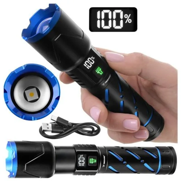 Taktiskais LED lukturis Trizand 800 lm, 5000 mAh (USB-C, Zoom, powerbank)