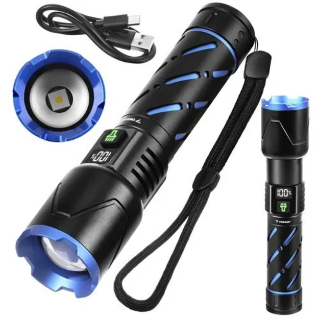Taktiskais LED lukturis Trizand 800 lm, 5000 mAh (USB-C, Zoom, powerbank)