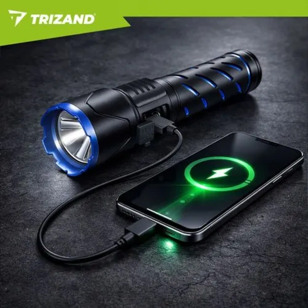 Taktiskais LED lukturis Trizand 800 lm, 5000 mAh (USB-C, Zoom, powerbank)