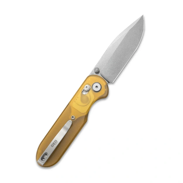 GEO Knife Ethereal Cutter Ultem Stonewashed M390 Folding Knife (GEO2402E)