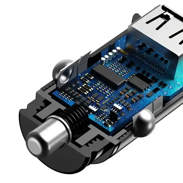 Baseus Ring 2xUSB QC3.0 5A 30W auto lādētājs (melns)