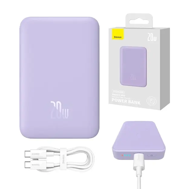 Аккумулятор Baseus Magnetic Mini 10000 мАч, USB-C 20W MagSafe (фиолетовый)