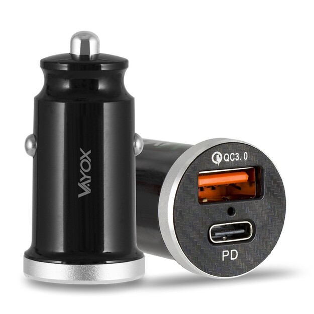 Vayox car charger PD (USB-C) + USB-A 3.0 VA0034
