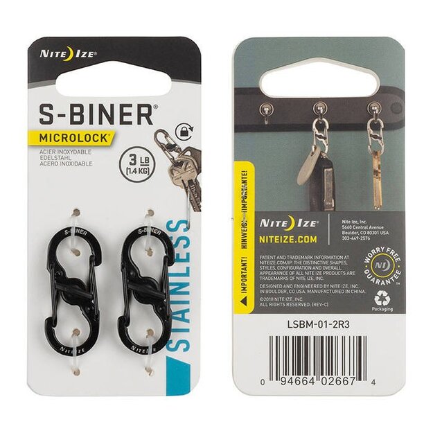Nite Ize S-Biner MicroLock karabīnes komplekts LSBM-01-2R3