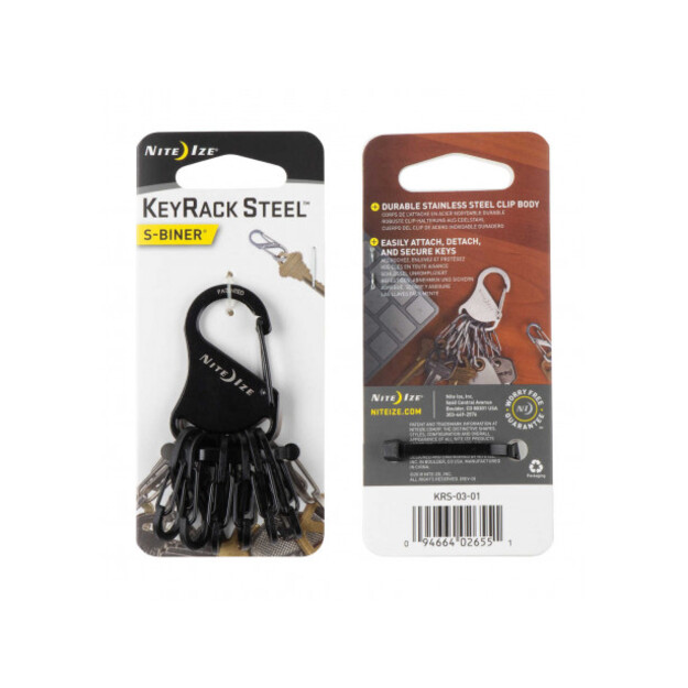 Держатель для ключей Nite Ize S-Biner черный с карабином KRS-03-01