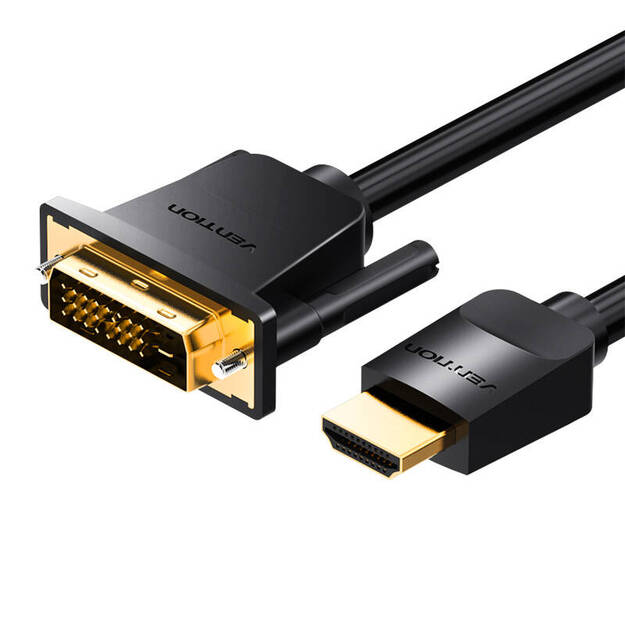 HDMI un DVI kabeļi (24+1) Vention ABFBJ 5m, 4K 60Hz/ 1080P 60Hz (melns)