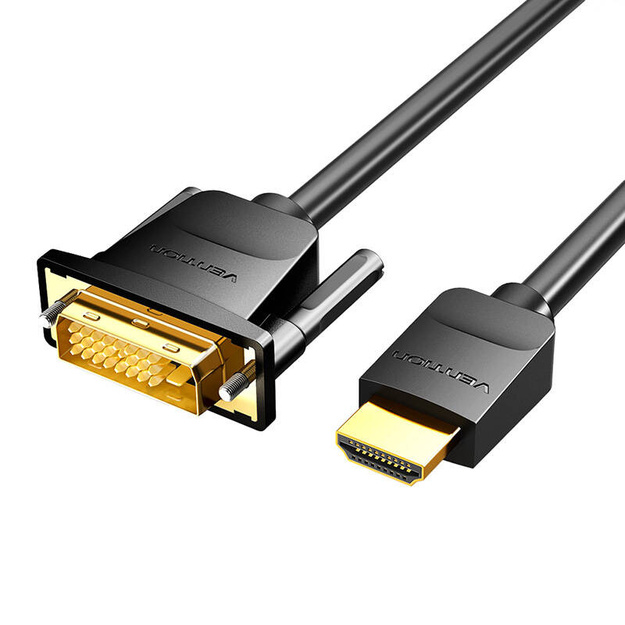 HDMI un DVI kabeļi (24+1) Vention ABFBJ 5m, 4K 60Hz/ 1080P 60Hz (melns)