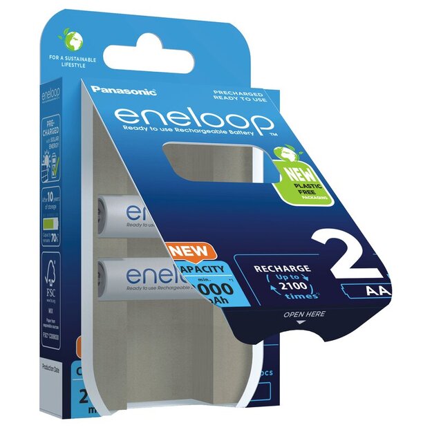 Panasonic Eneloop R6 AA 2000mAh akumulators 2 gab. BK-3MCDE/2BE (blisteris)