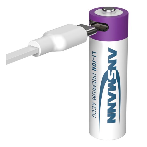 Ansmann uzlādējamas baterijas AA 1.5V 2000mAh (Li-Ion 3.26Wh) ar USB-C ligzdu, maksimālā izlādes strāva 2A, 4gab iepakojumā 