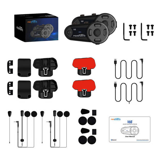 Fodsports V6S motociklu interkomu divu paku komplekts