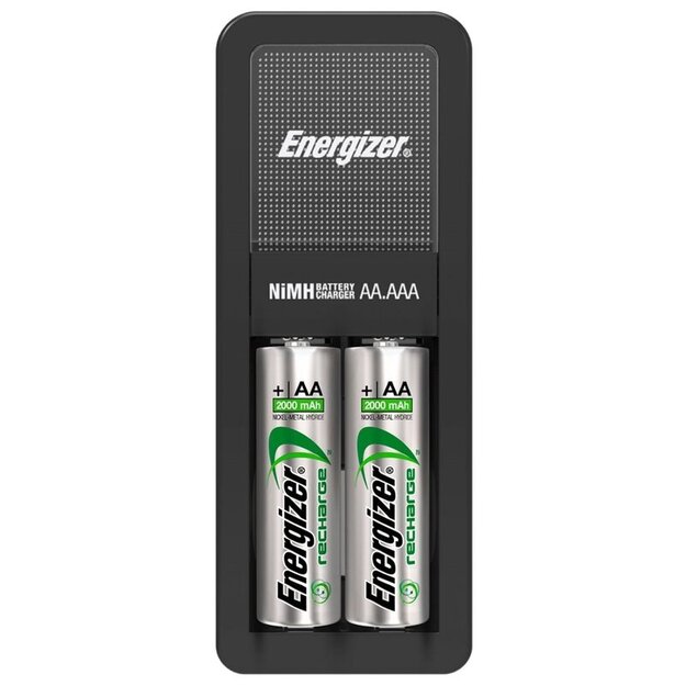 Energizer Mini akumulatoru lādētājs + 2 x R6/AA 2000 mAh baterijas